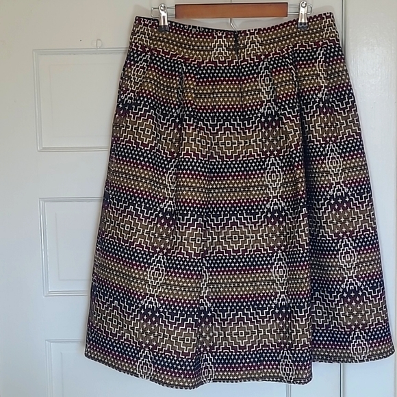 eva mendes for New York & Company Dresses & Skirts - Eva Mendes New York & Co Aztec Geometric A-line Skirt with Pockets Cotton Blend